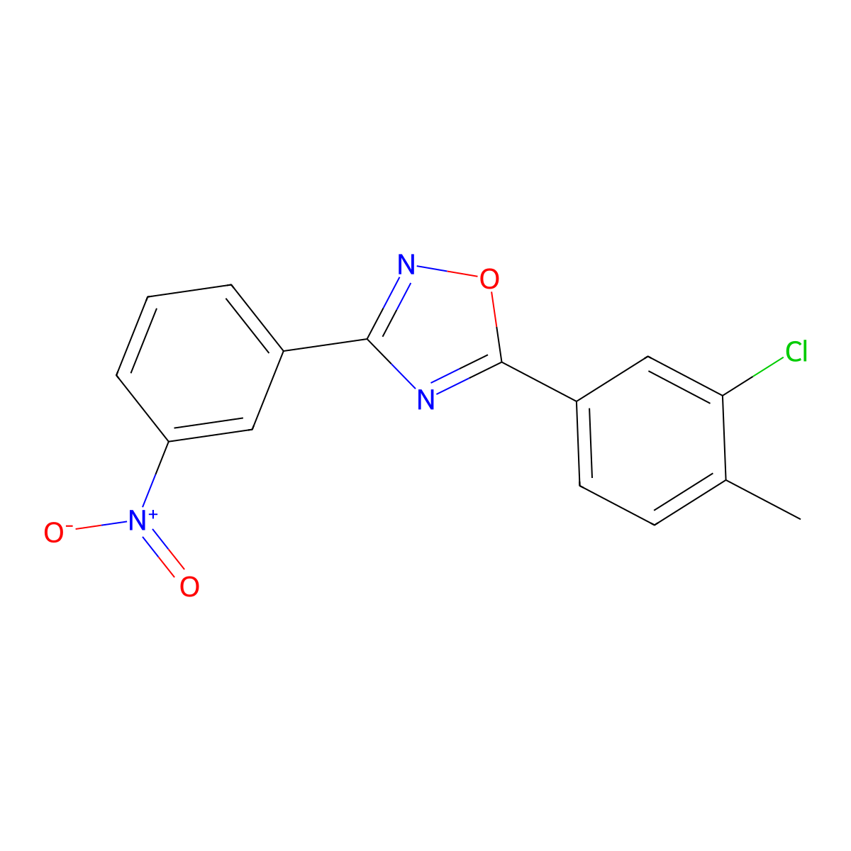 5-(3-Chloro-4-methylphenyl)-3-(3-nitrophenyl)-1,2,4-oxadiazole molecular structure, CAS 432008-09-8