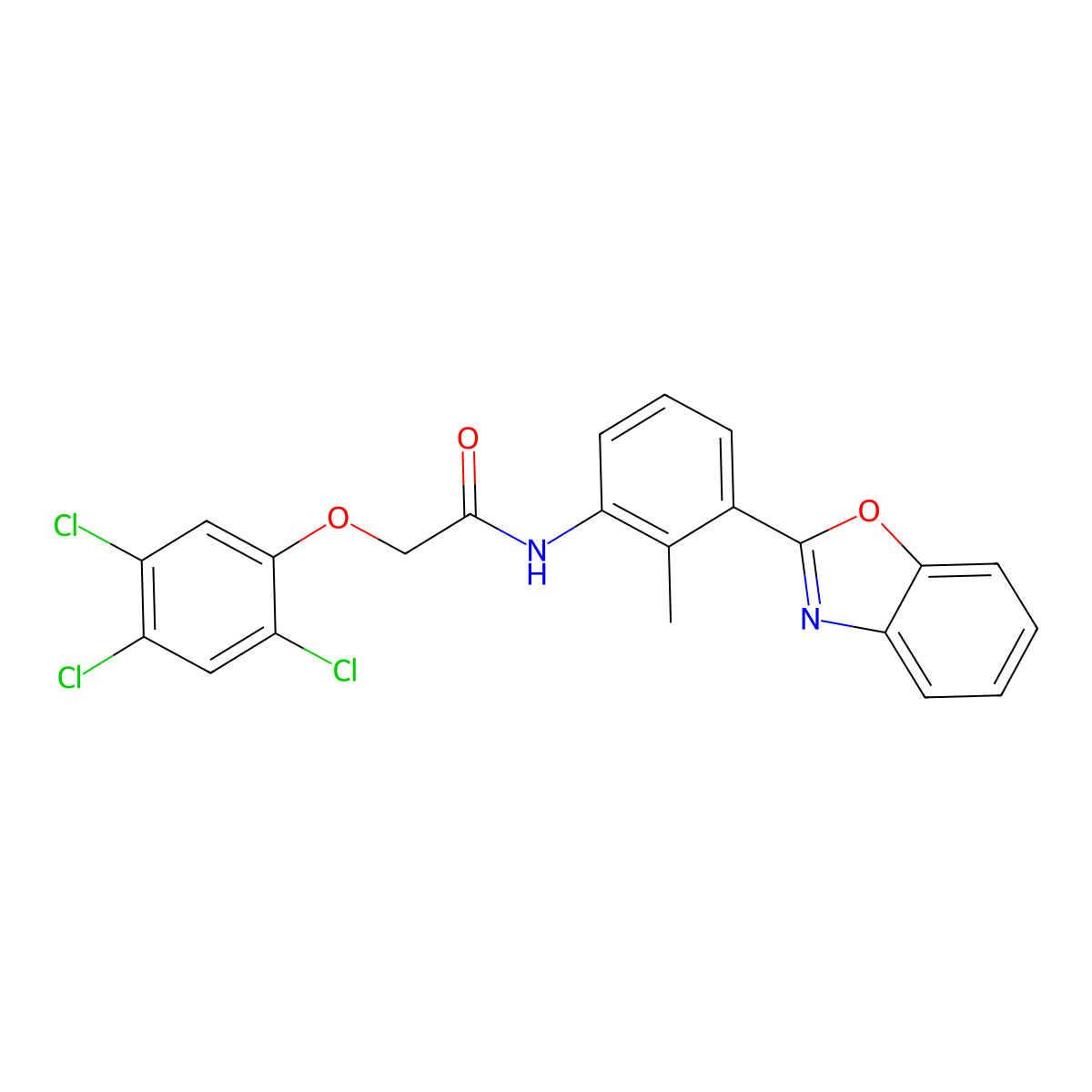 N-[3-(1,3-benzoxazol-2-yl)-2-methylphenyl]-2-(2,4,5-trichlorophenoxy)acetamide molecular structure, CAS 432008-49-6