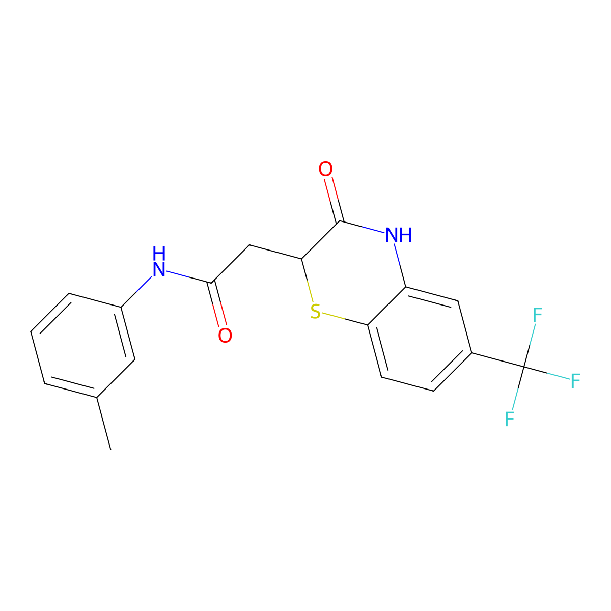 N-(3-methylphenyl)-2-[3-oxo-6-(trifluoromethyl)-3,4-dihydro-2H-1,4-benzothiazin-2-yl]acetamide molecular structure, CAS 432009-04-6