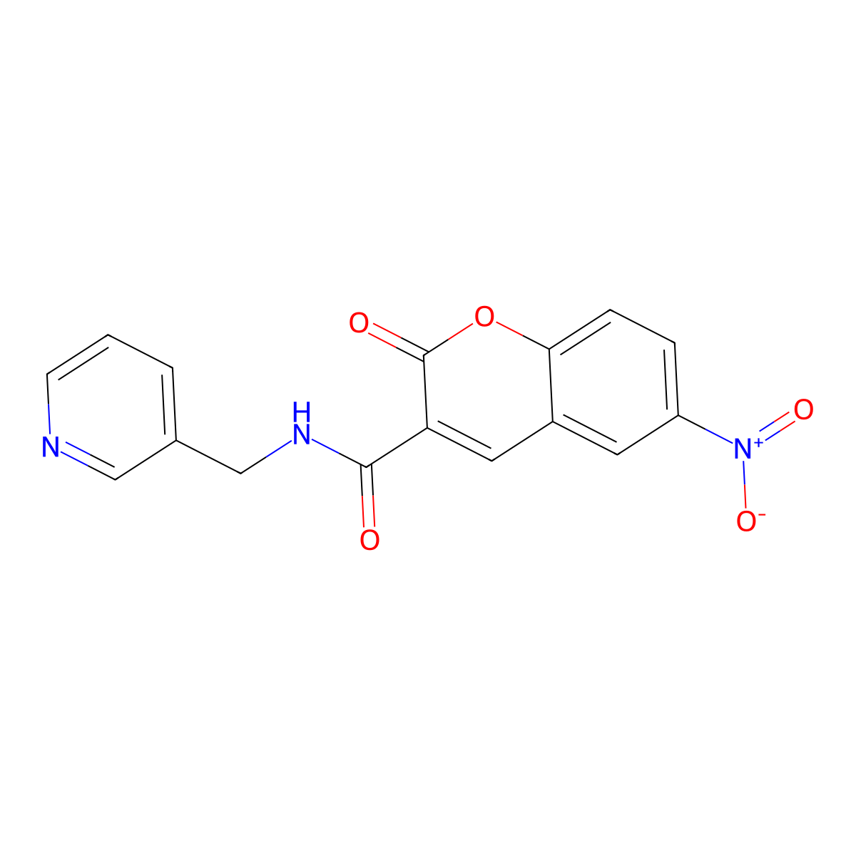 6-nitro-2-oxo-N-(pyridin-3-ylmethyl)-2H-chromene-3-carboxamide molecular structure, CAS 432009-15-9