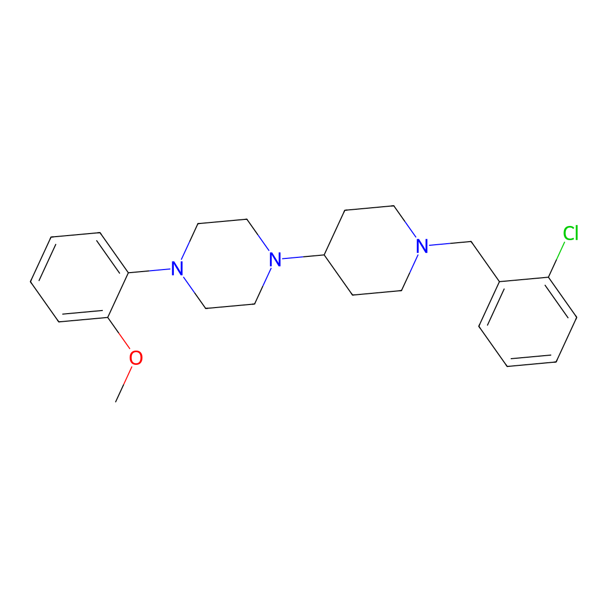 1-[1-[(2-Chlorophenyl)methyl]piperidin-4-yl]-4-(2-methoxyphenyl)piperazine molecular structure, CAS 432009-17-1