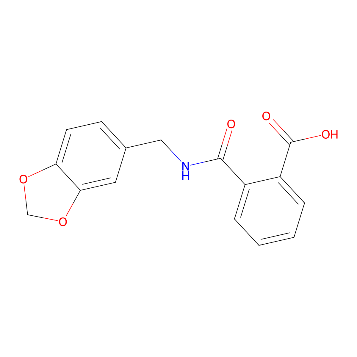 2-{[(1,3-Benzodioxol-5-ylmethyl)amino]carbonyl}benzoic acid molecular structure, CAS 432009-40-0