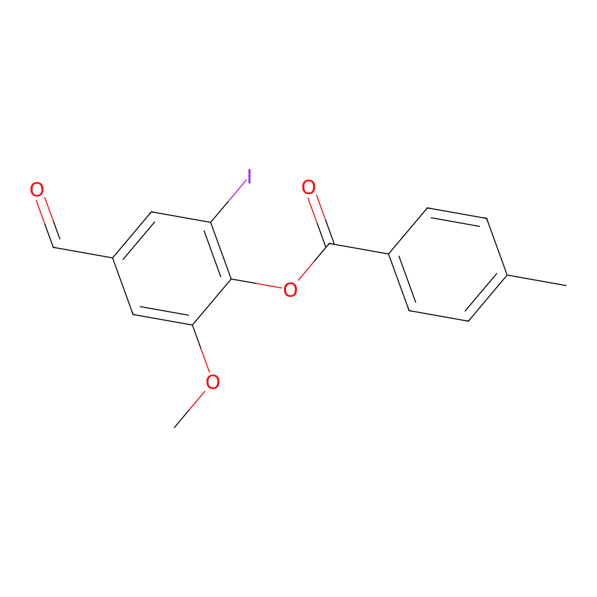 4-Formyl-2-iodo-6-methoxyphenyl 4-methylbenzoate molecular structure, CAS 432009-72-8