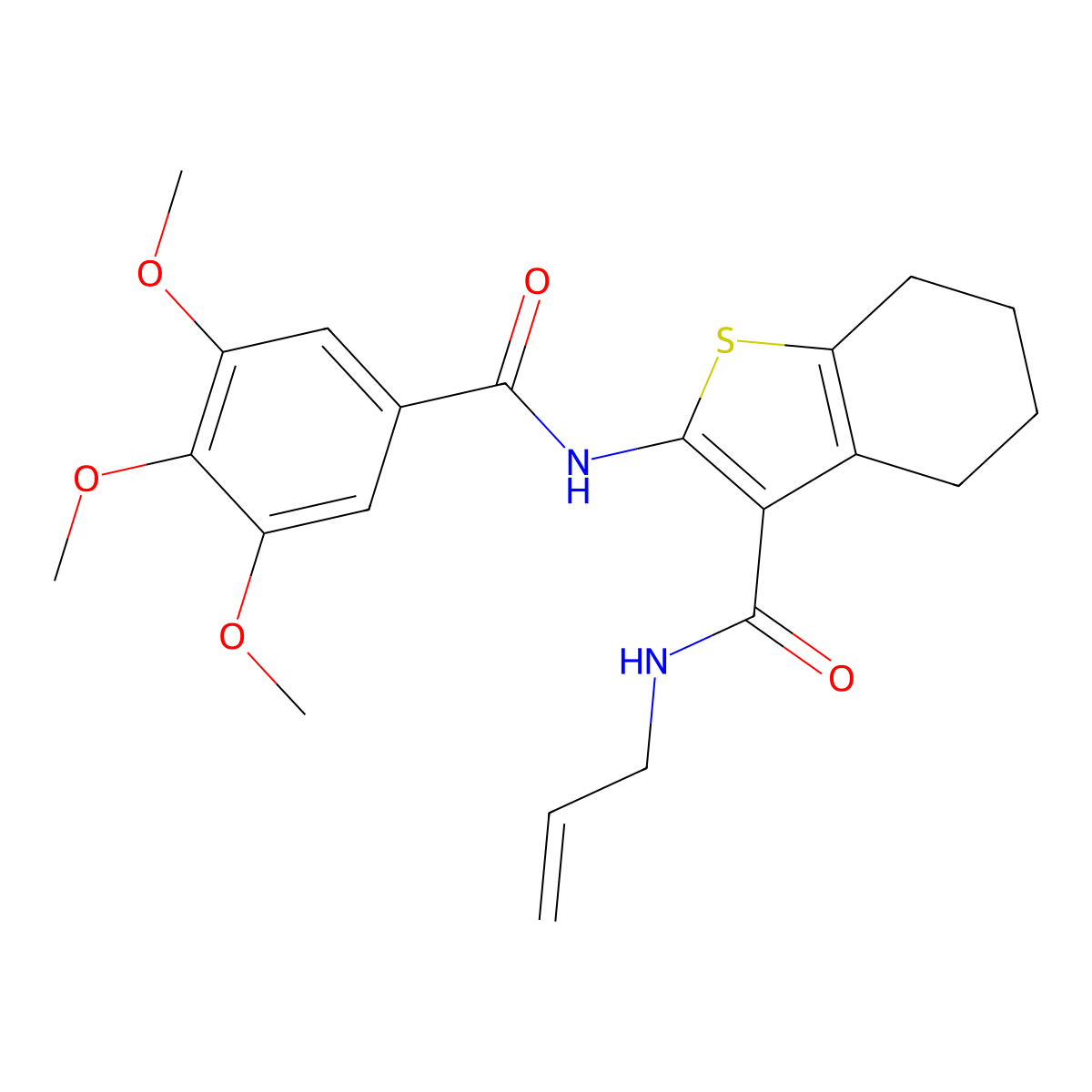 N-(prop-2-en-1-yl)-2-{[(3,4,5-trimethoxyphenyl)carbonyl]amino}-4,5,6,7-tetrahydro-1-benzothiophene-3-carboxamide molecular structure, CAS 432009-74-0