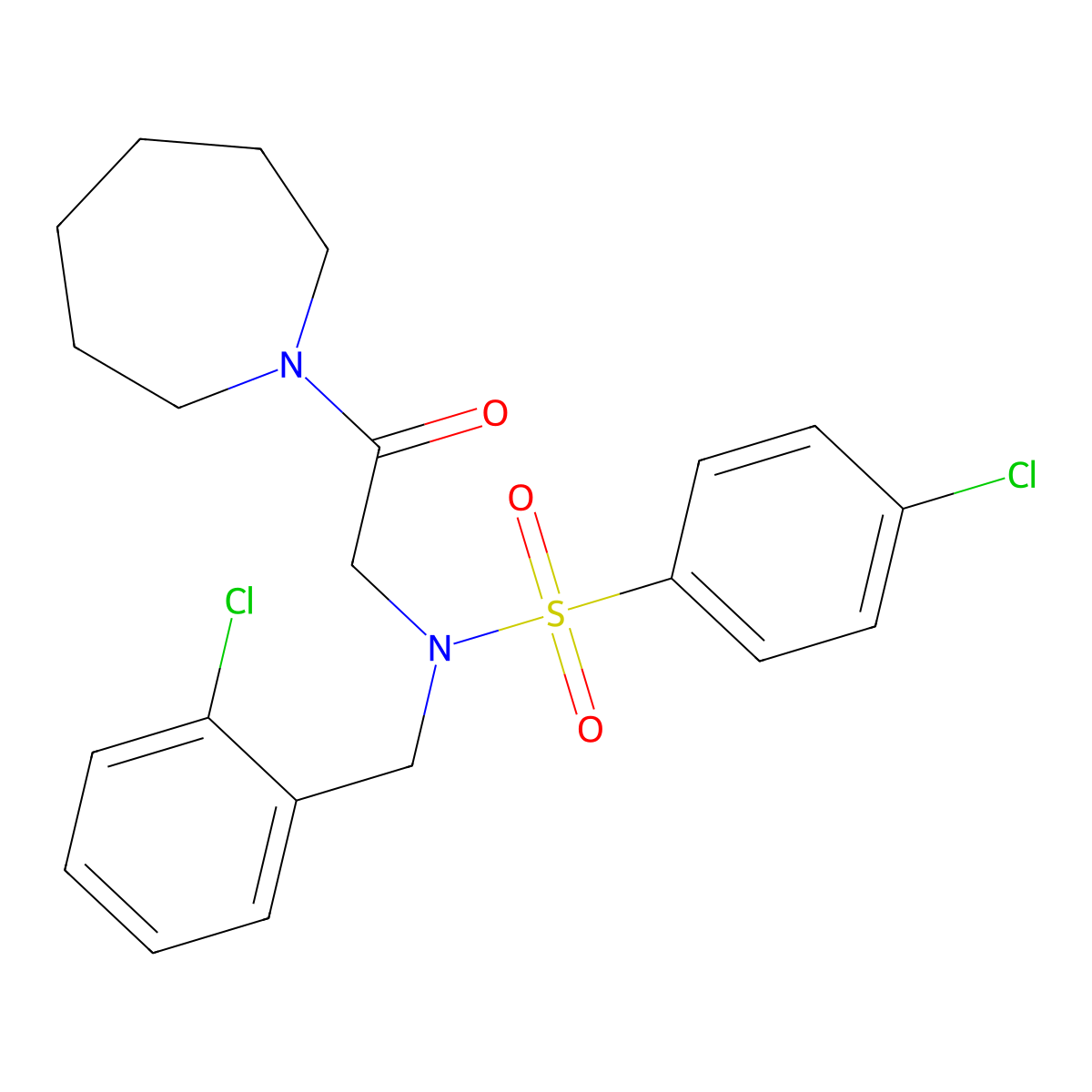 N-[2-(azepan-1-yl)-2-oxoethyl]-4-chloro-N-(2-chlorobenzyl)benzenesulfonamide molecular structure, CAS 432009-87-5
