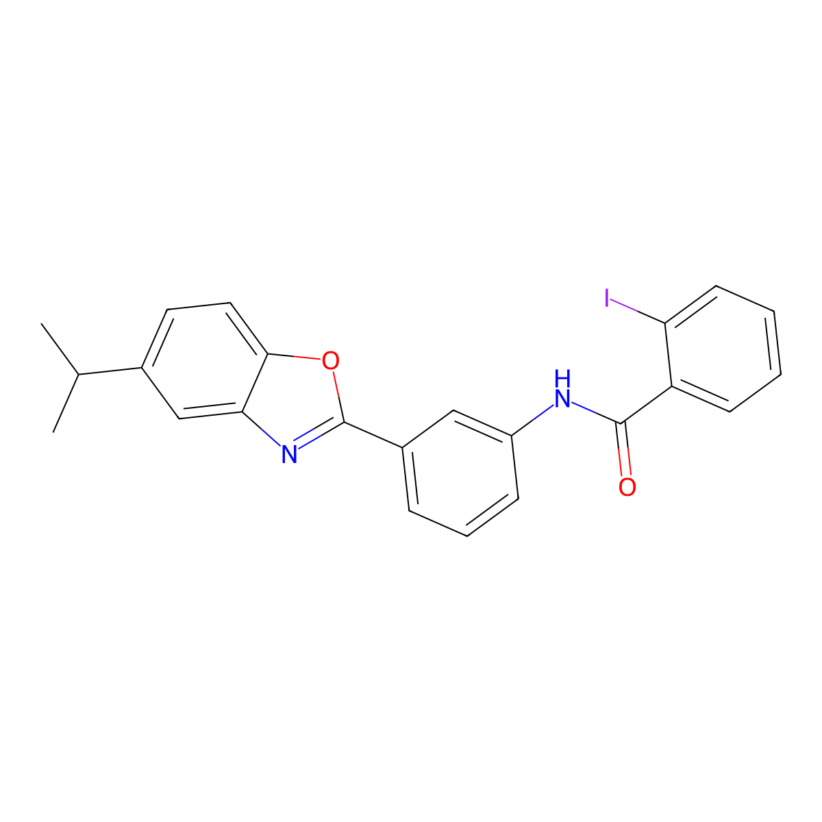 2-iodo-N-{3-[5-(propan-2-yl)-1,3-benzoxazol-2-yl]phenyl}benzamide molecular structure, CAS 432009-90-0
