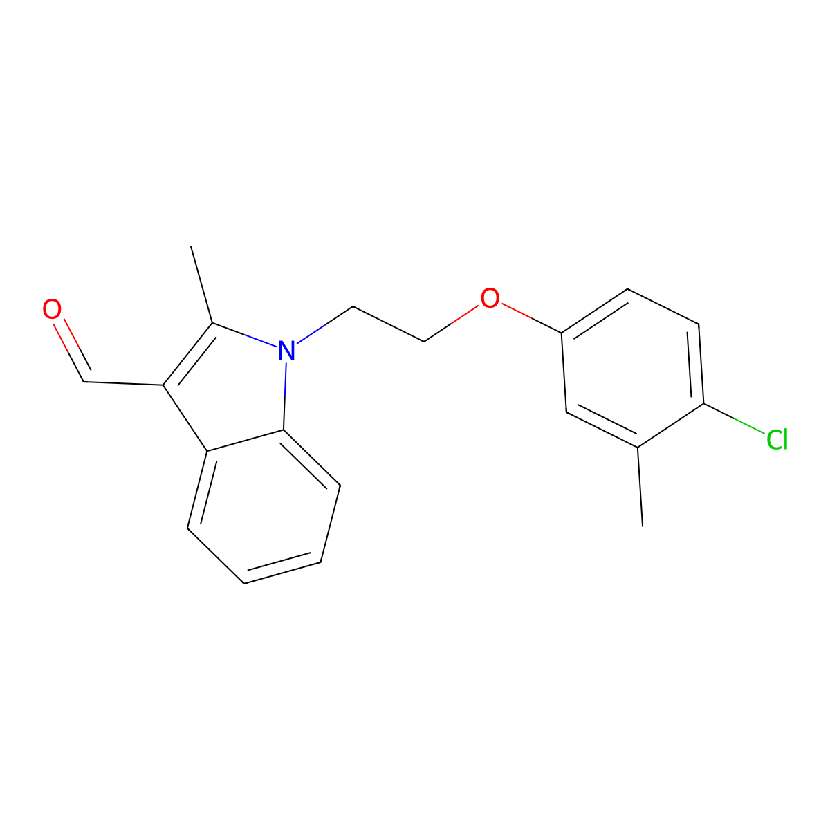 1-[2-(4-chloro-3-methylphenoxy)ethyl]-2-methyl-1H-indole-3-carbaldehyde molecular structure, CAS 432009-93-3