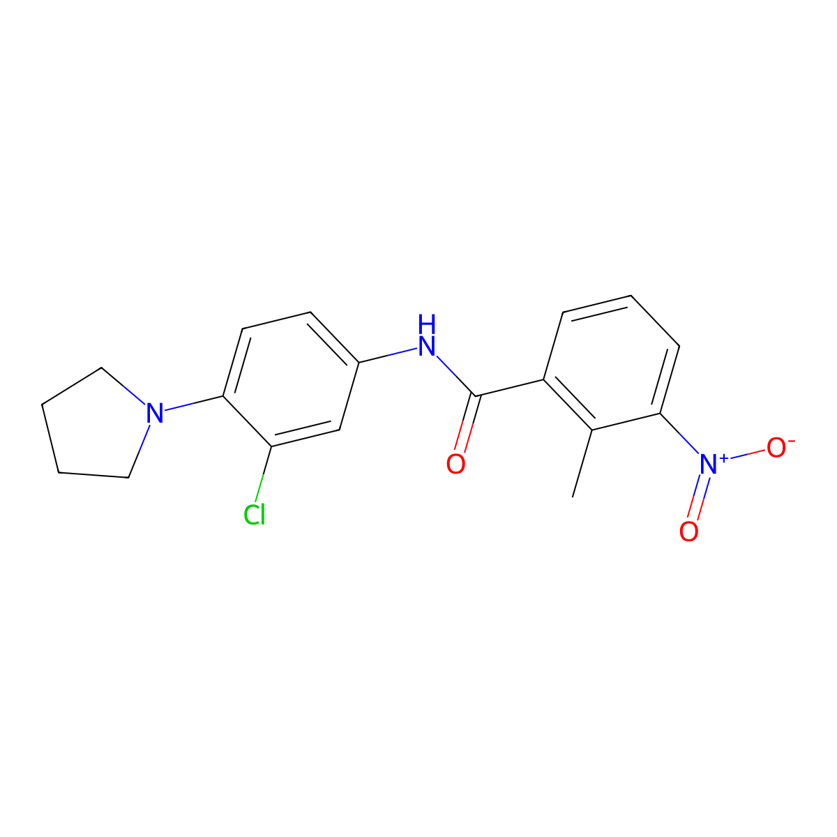 N-(3-chloro-4-pyrrolidin-1-ylphenyl)-2-methyl-3-nitrobenzamide molecular structure, CAS 432009-96-6