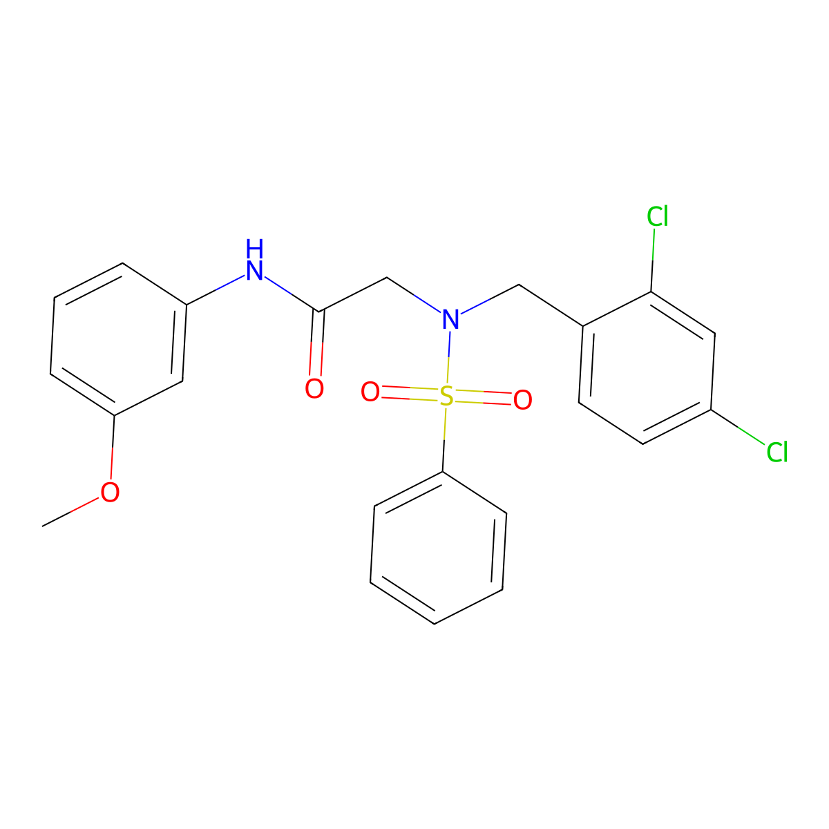 2-[benzenesulfonyl-[(2,4-dichlorophenyl)methyl]amino]-N-(3-methoxyphenyl)acetamide molecular structure, CAS 432010-04-3
