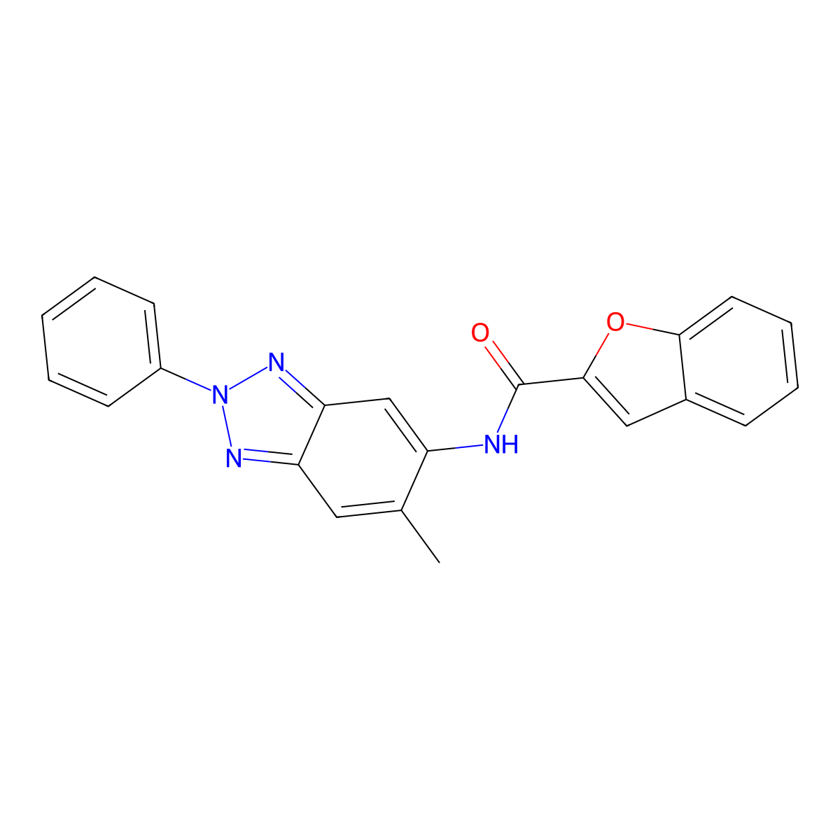 N-(6-methyl-2-phenylbenzotriazol-5-yl)-1-benzofuran-2-carboxamide molecular structure, CAS 432010-05-4