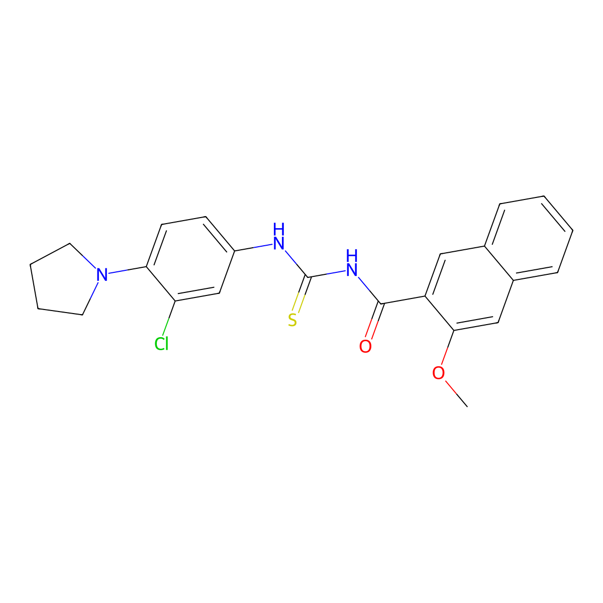 N-[(3-chloro-4-pyrrolidin-1-ylphenyl)carbamothioyl]-3-methoxynaphthalene-2-carboxamide molecular structure, CAS 432010-09-8