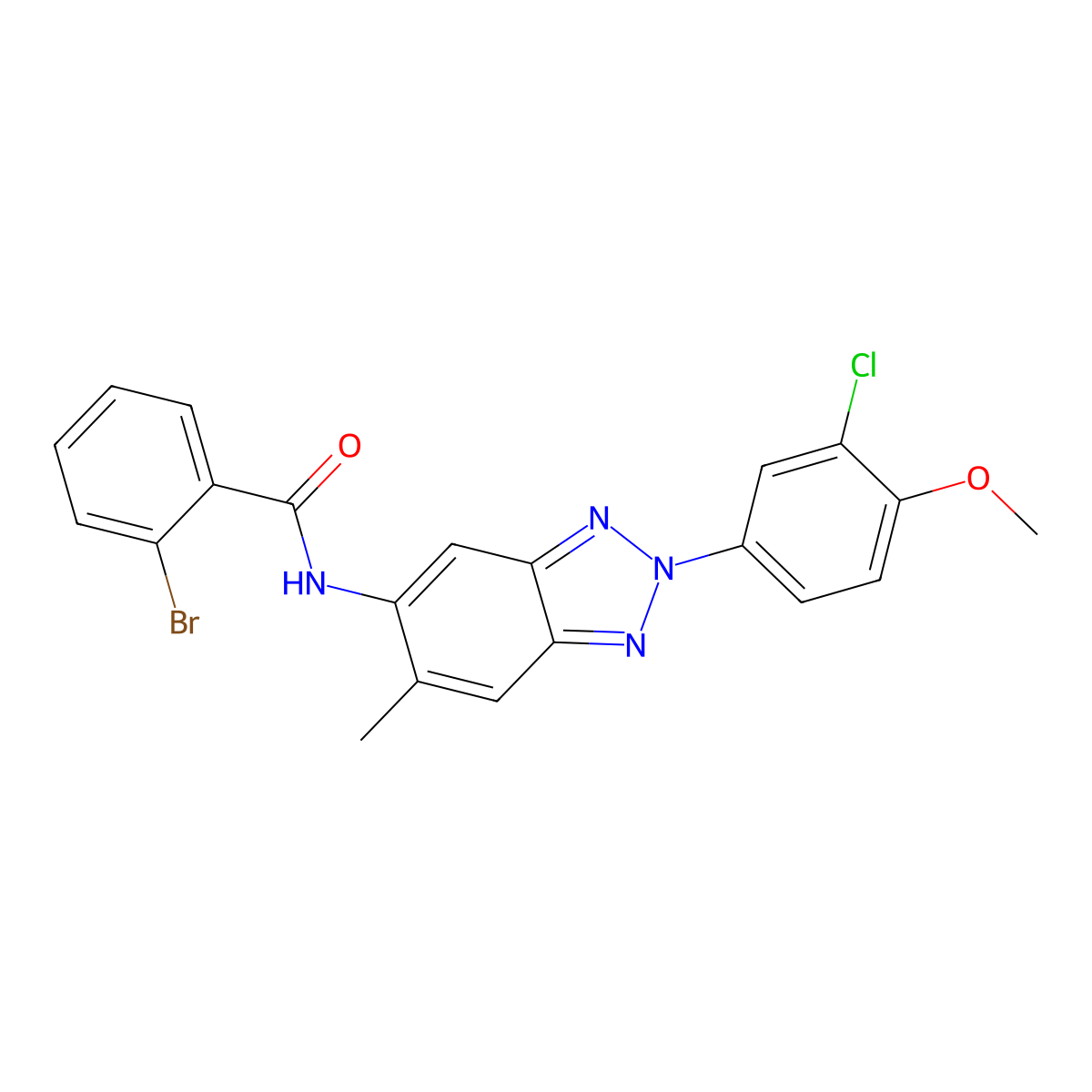 2-bromo-N-[2-(3-chloro-4-methoxyphenyl)-6-methylbenzotriazol-5-yl]benzamide molecular structure, CAS 432010-20-3