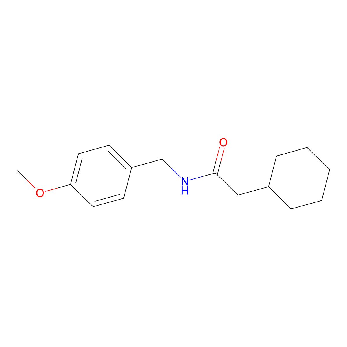 2-cyclohexyl-N-(4-methoxybenzyl)acetamide molecular structure, CAS 432010-36-1