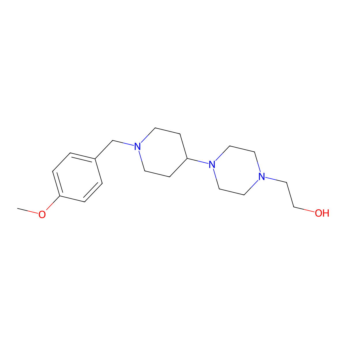 2-[4-[1-[(4-Methoxyphenyl)methyl]piperidin-4-yl]piperazin-1-yl]ethanol molecular structure, CAS 432010-45-2
