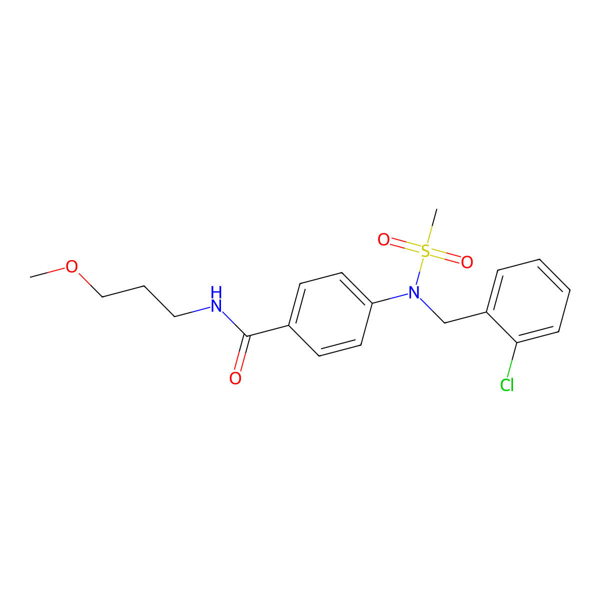 4-[(2-chlorophenyl)methyl-methylsulfonylamino]-N-(3-methoxypropyl)benzamide molecular structure, CAS 432010-70-3