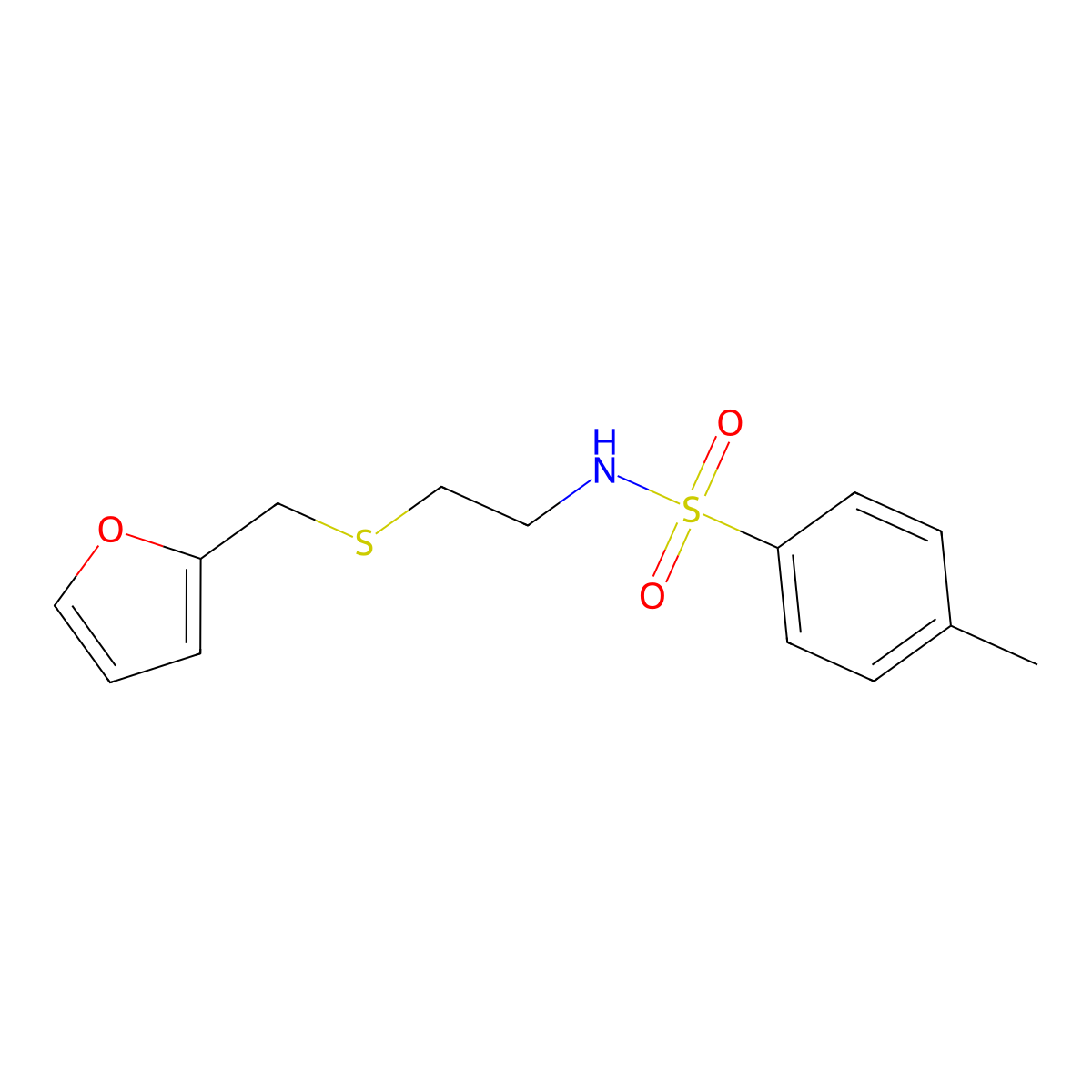 N-[2-(furan-2-ylmethylsulfanyl)ethyl]-4-methylbenzenesulfonamide molecular structure, CAS 432010-74-7