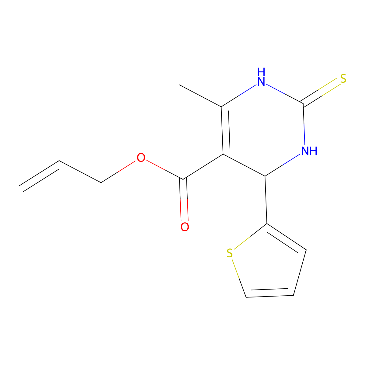 Allyl 6-methyl-4-(2-thienyl)-2-thioxo-1,2,3,4-tetrahydro-5-pyrimidinecarboxylate molecular structure, CAS 432010-97-4