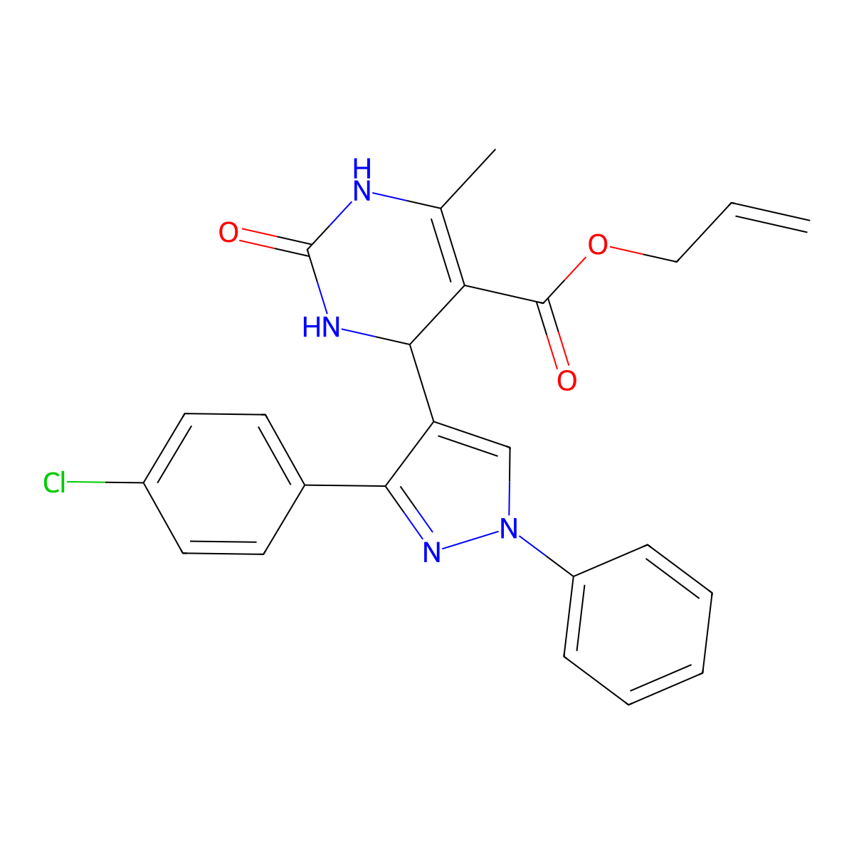 prop-2-en-1-yl 4-[3-(4-chlorophenyl)-1-phenyl-1H-pyrazol-4-yl]-6-methyl-2-oxo-1,2,3,4-tetrahydropyrimidine-5-carboxylate molecular structure, CAS 432010-99-6