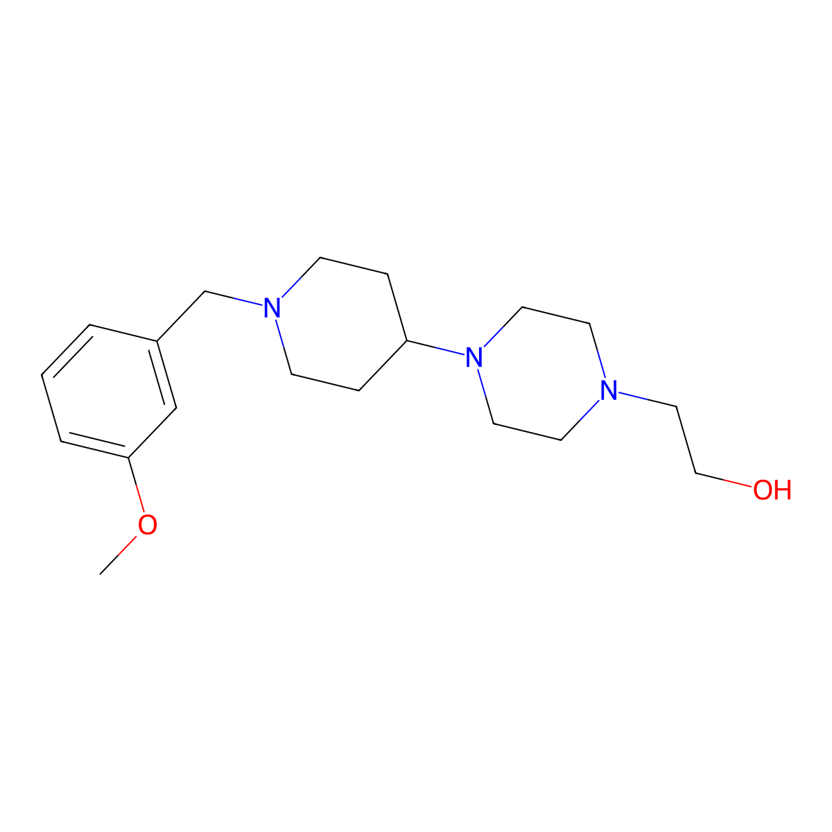 2-[4-[1-[(3-Methoxyphenyl)methyl]piperidin-4-yl]piperazin-1-yl]ethanol molecular structure, CAS 432011-02-4
