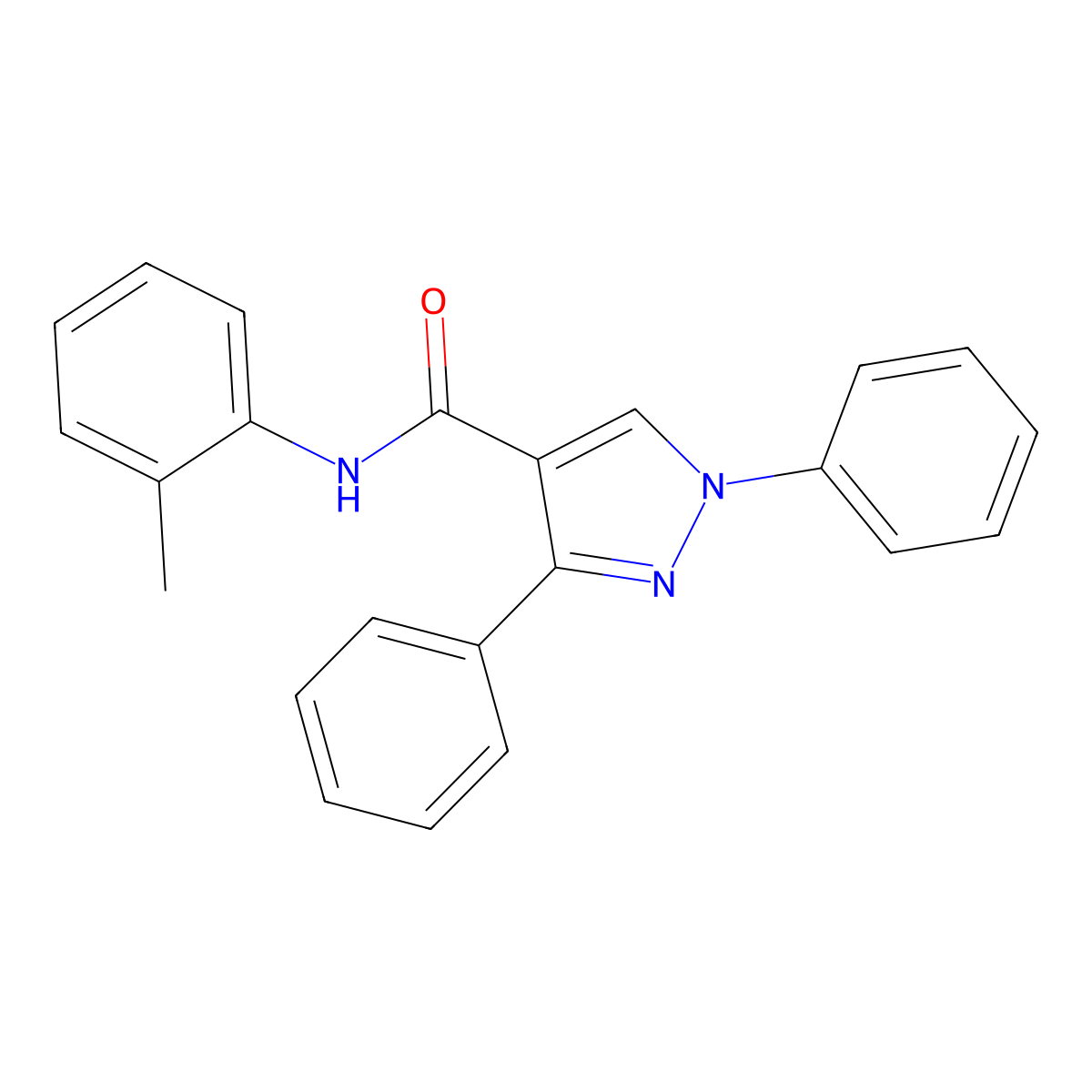N-(2-methylphenyl)-1,3-diphenyl-1H-pyrazole-4-carboxamide molecular structure, CAS 432011-16-0