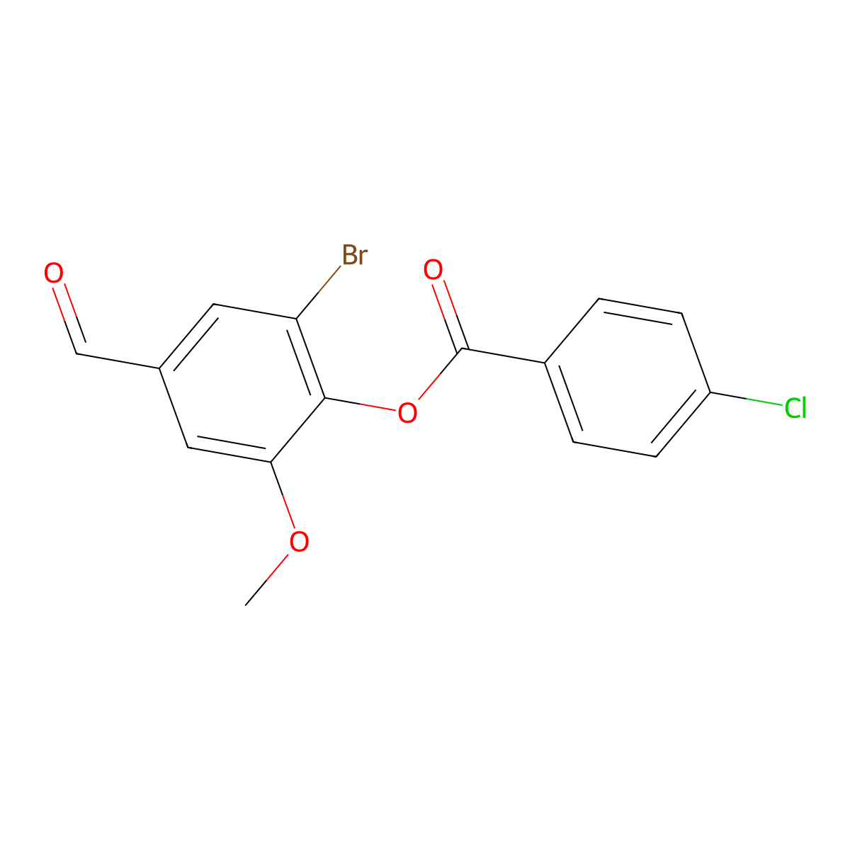 2-Bromo-4-formyl-6-methoxyphenyl 4-chlorobenzoate molecular structure, CAS 432011-25-1