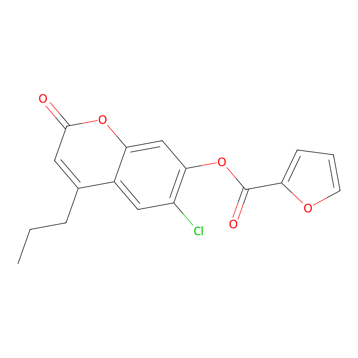6-chloro-2-oxo-4-propyl-2H-chromen-7-yl furan-2-carboxylate molecular structure, CAS 432011-32-0