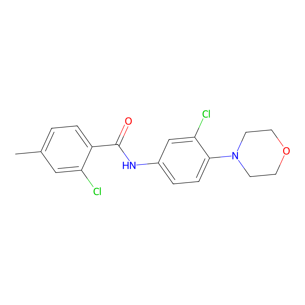 2-chloro-N-(3-chloro-4-morpholin-4-ylphenyl)-4-methylbenzamide molecular structure, CAS 432011-34-2