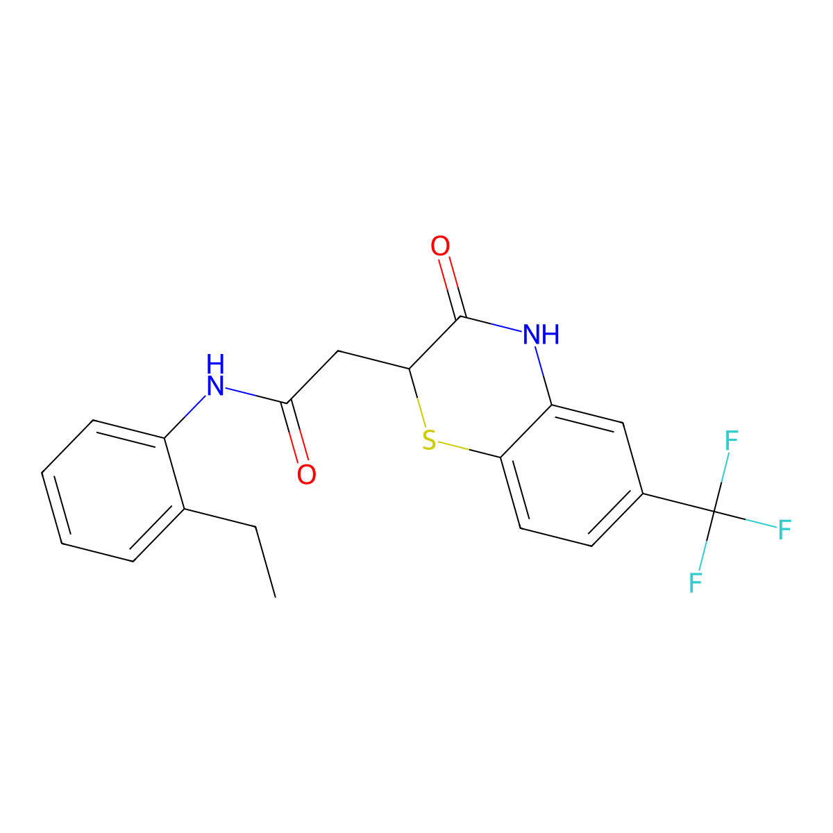 N-(2-ethylphenyl)-2-[3-oxo-6-(trifluoromethyl)-3,4-dihydro-2H-1,4-benzothiazin-2-yl]acetamide molecular structure, CAS 432011-35-3