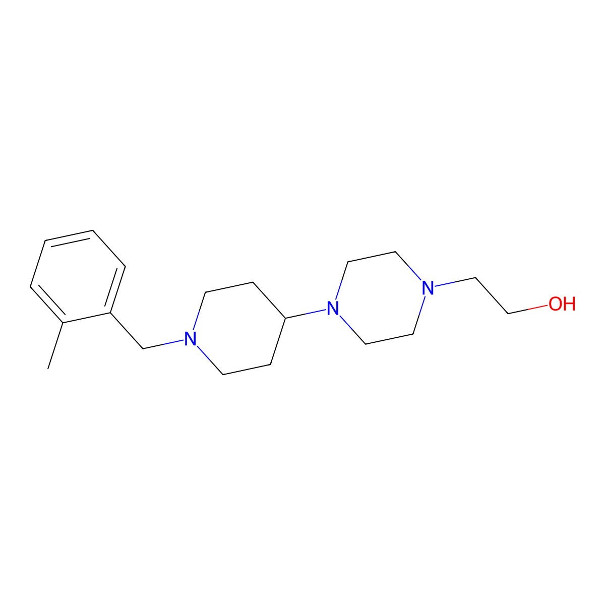 2-{4-[1-(2-Methylbenzyl)-4-piperidinyl]-1-piperazinyl}ethanol molecular structure, CAS 432011-38-6