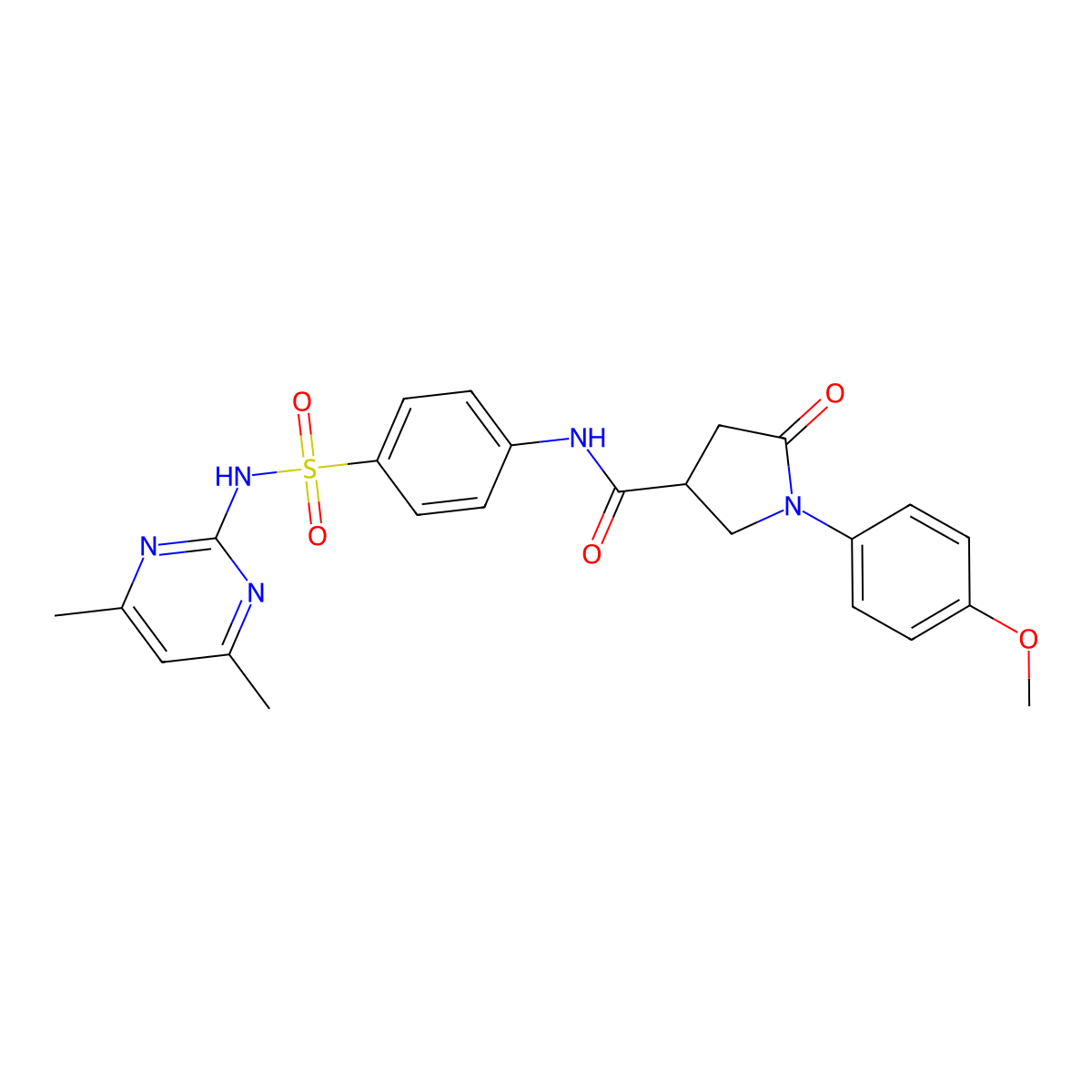 N-{4-[(4,6-dimethylpyrimidin-2-yl)sulfamoyl]phenyl}-1-(4-methoxyphenyl)-5-oxopyrrolidine-3-carboxamide molecular structure, CAS 432011-40-0