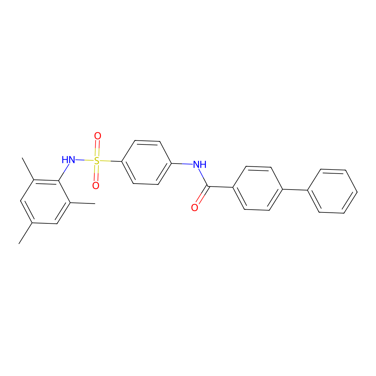 4-phenyl-N-[4-[(2,4,6-trimethylphenyl)sulfamoyl]phenyl]benzamide molecular structure, CAS 432011-44-4