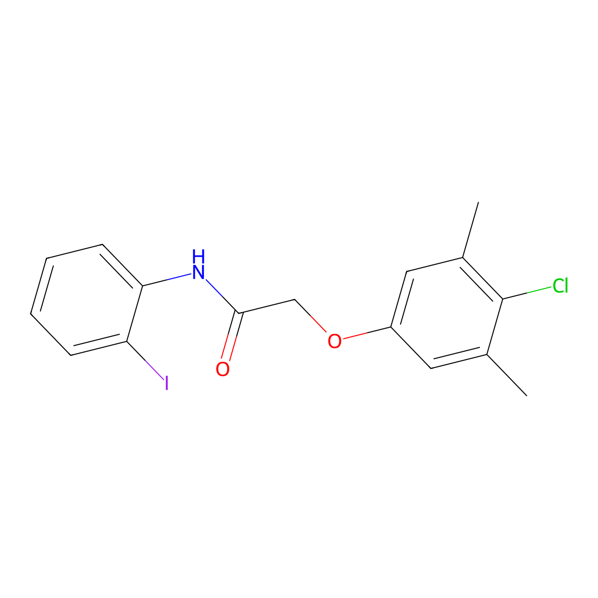 2-(4-chloro-3,5-dimethylphenoxy)-N-(2-iodophenyl)acetamide molecular structure, CAS 432011-54-6