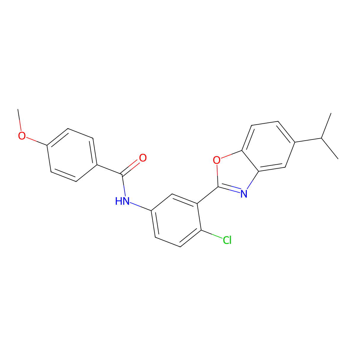 N-{4-chloro-3-[5-(propan-2-yl)-1,3-benzoxazol-2-yl]phenyl}-4-methoxybenzamide molecular structure, CAS 432011-63-7