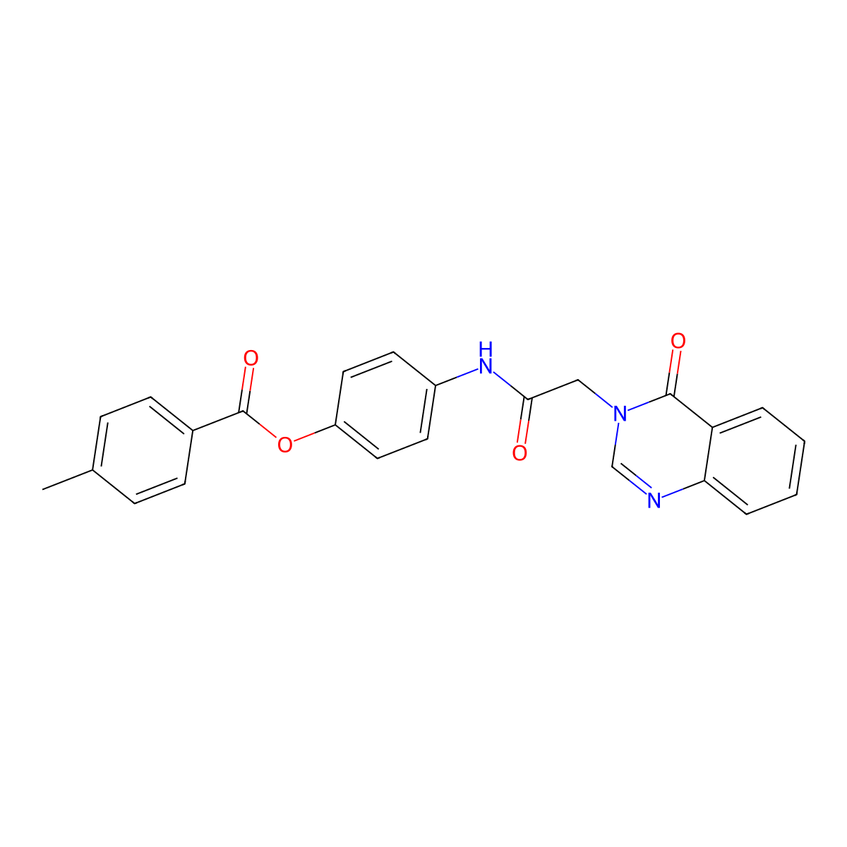 4-{[(4-oxoquinazolin-3(4H)-yl)acetyl]amino}phenyl 4-methylbenzoate molecular structure, CAS 432011-73-9