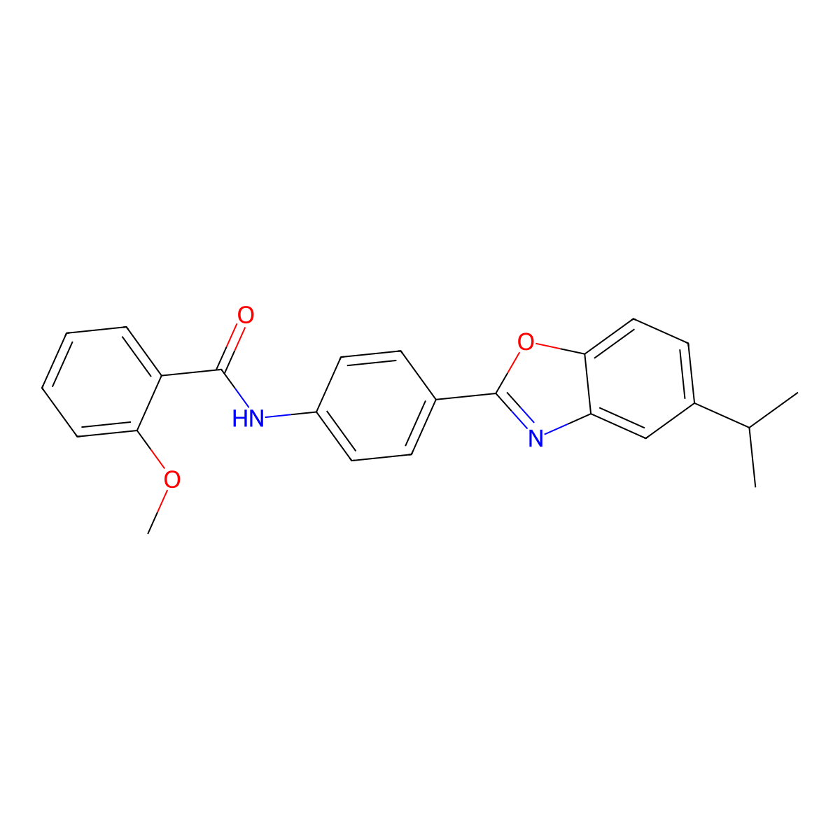 2-methoxy-N-[4-(5-propan-2-yl-1,3-benzoxazol-2-yl)phenyl]benzamide molecular structure, CAS 432011-78-4