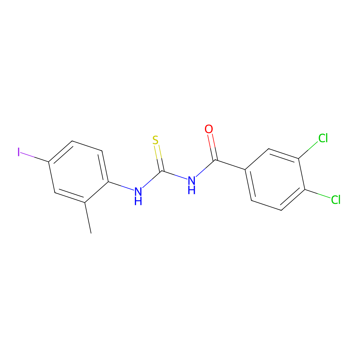 3,4-dichloro-N-[(4-iodo-2-methylphenyl)carbamothioyl]benzamide molecular structure, CAS 432011-85-3