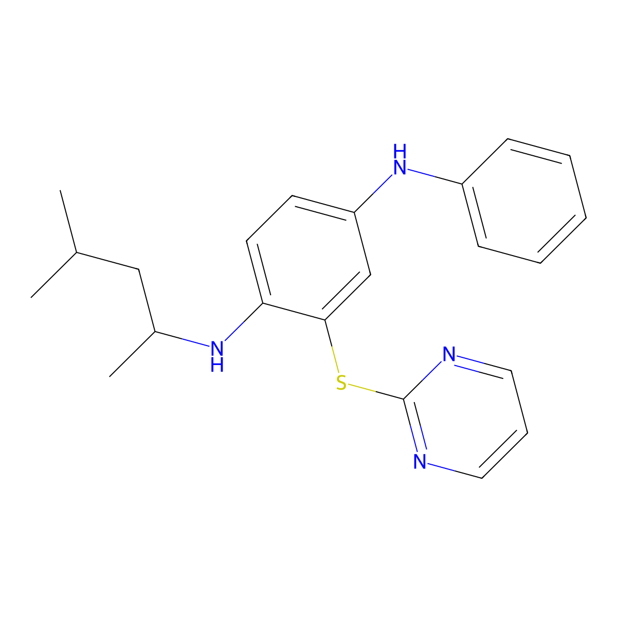 N1-(4-Methylpentan-2-yl)-N4-phenyl-2-(pyrimidin-2-ylsulfanyl)benzene-1,4-diamine molecular structure, CAS 432011-92-2