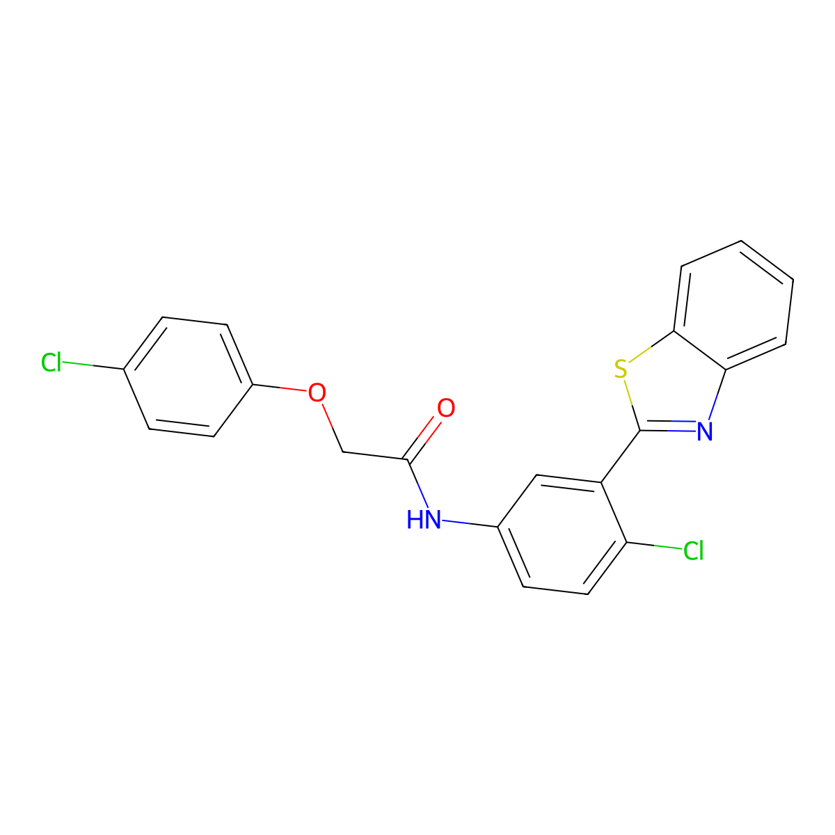 N-[3-(1,3-benzothiazol-2-yl)-4-chlorophenyl]-2-(4-chlorophenoxy)acetamide molecular structure, CAS 432012-02-7