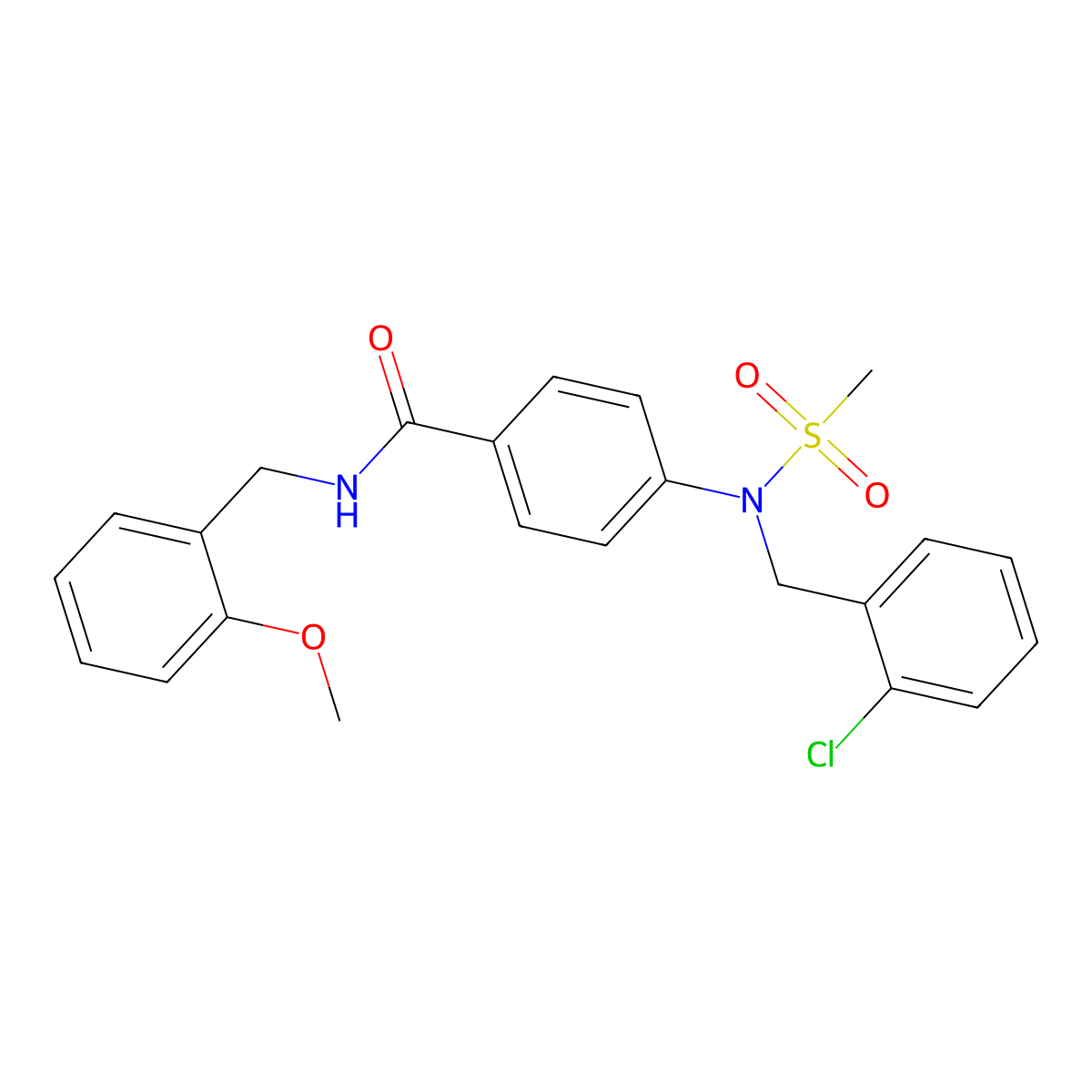 4-[(2-chlorophenyl)methyl-methylsulfonylamino]-N-[(2-methoxyphenyl)methyl]benzamide molecular structure, CAS 432012-04-9