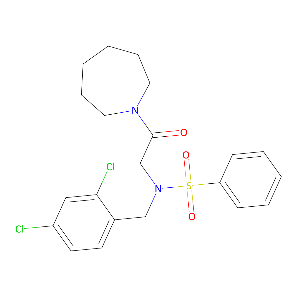 N-[2-(azepan-1-yl)-2-oxoethyl]-N-(2,4-dichlorobenzyl)benzenesulfonamide molecular structure, CAS 432012-06-1