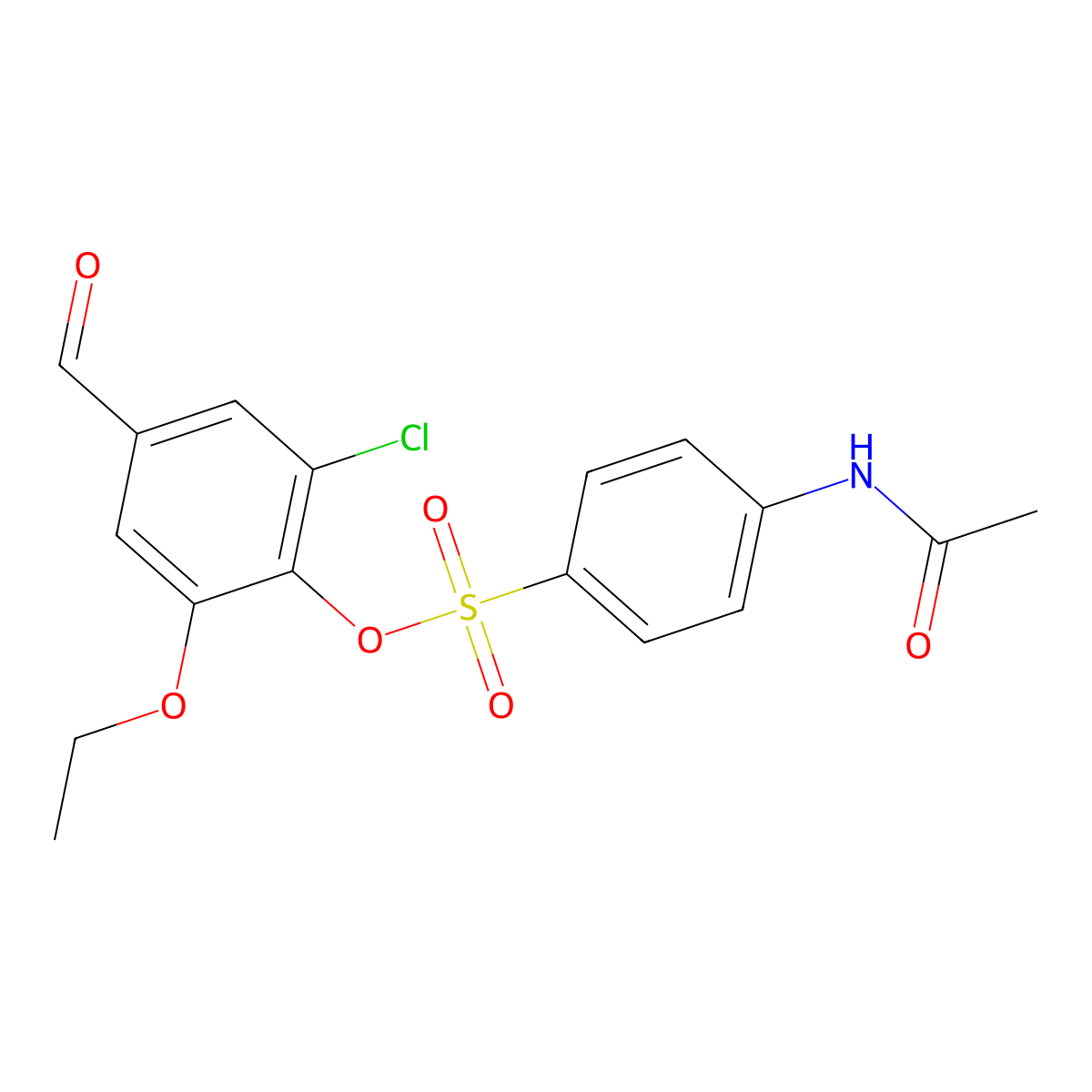 2-Chloro-6-ethoxy-4-formylphenyl 4-(acetylamino)benzenesulfonate molecular structure, CAS 432012-07-2