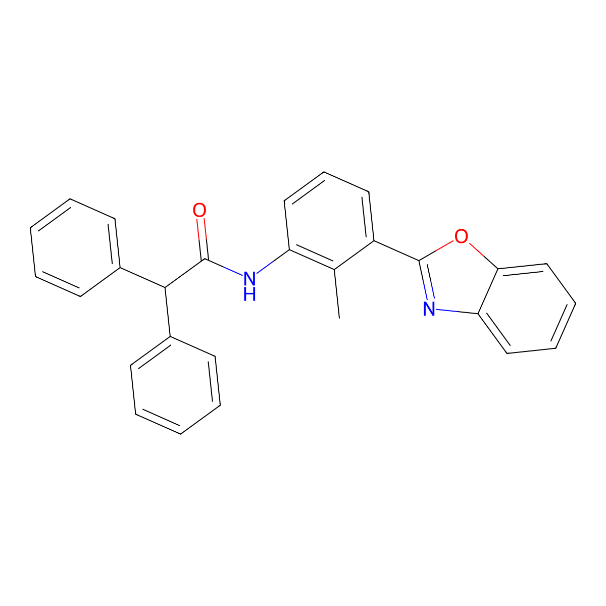 N-[3-(1,3-benzoxazol-2-yl)-2-methylphenyl]-2,2-diphenylacetamide molecular structure, CAS 432012-12-9