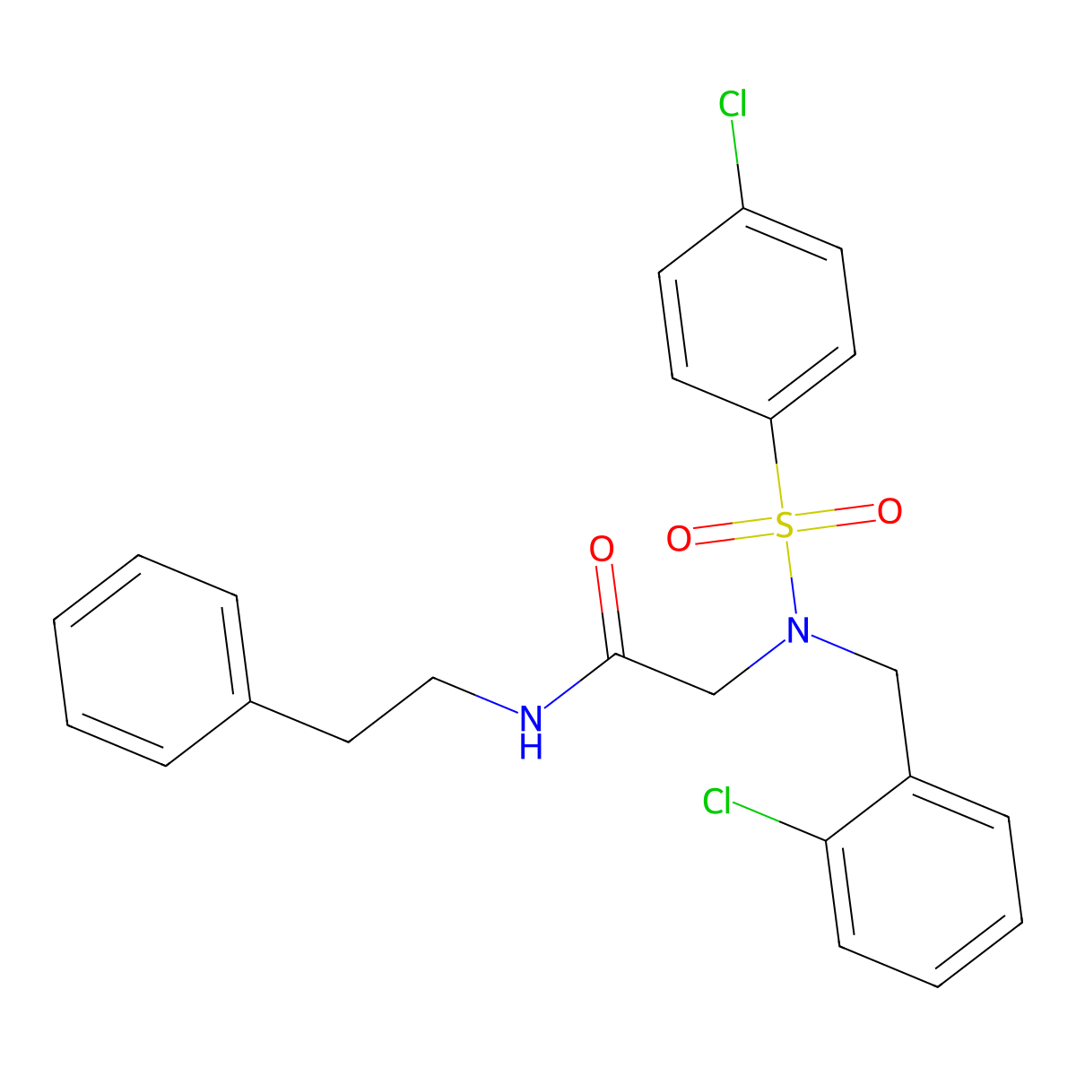 N~2~-(2-chlorobenzyl)-N~2~-[(4-chlorophenyl)sulfonyl]-N-(2-phenylethyl)glycinamide molecular structure, CAS 432012-14-1