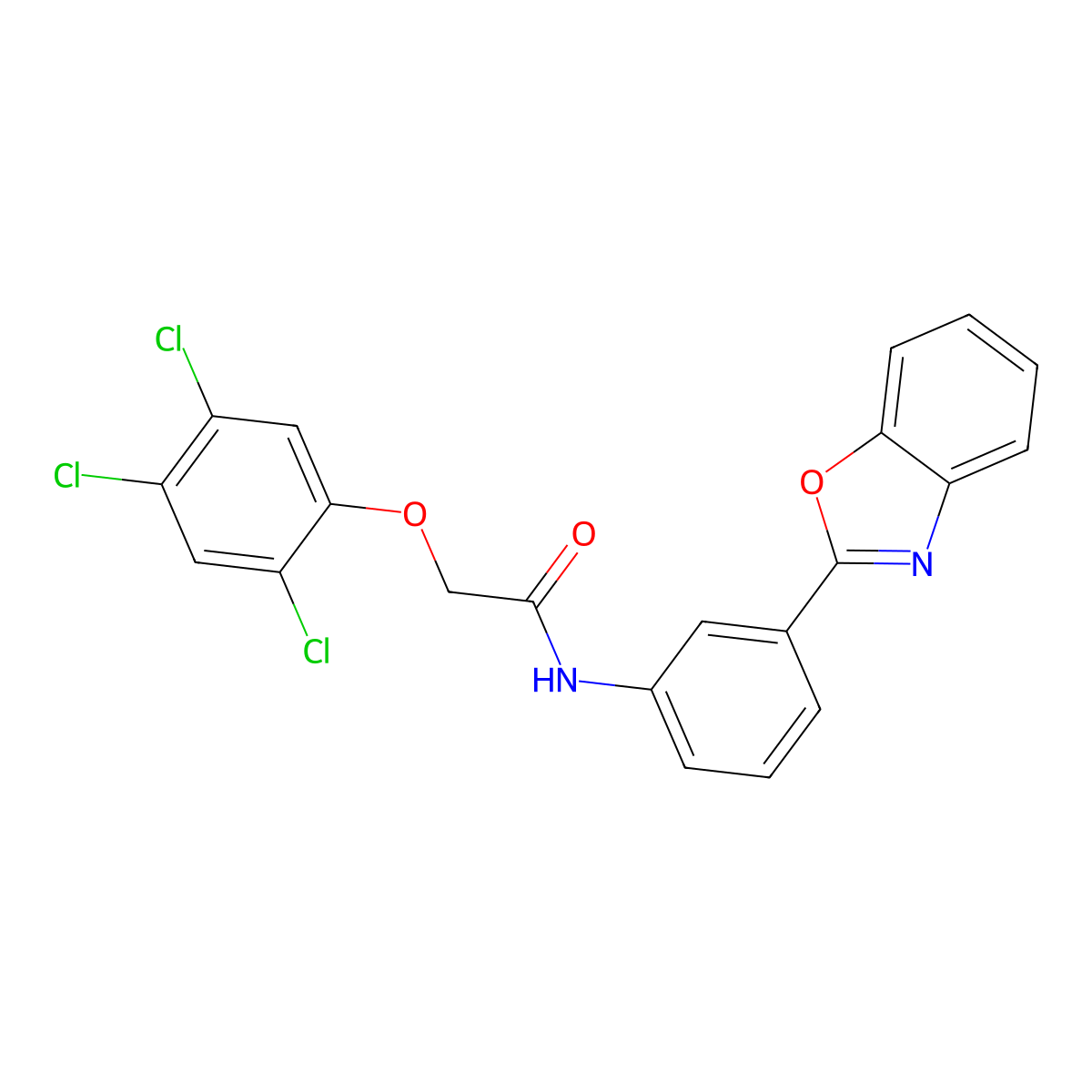 N-[3-(1,3-benzoxazol-2-yl)phenyl]-2-(2,4,5-trichlorophenoxy)acetamide molecular structure, CAS 432012-39-0
