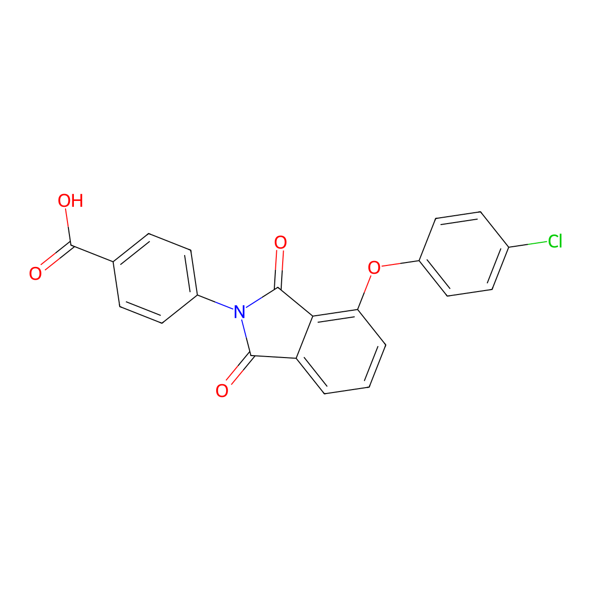 4-[4-(4-Chlorophenoxy)-1,3-dioxoisoindol-2-yl]benzoic acid molecular structure, CAS 432012-46-9