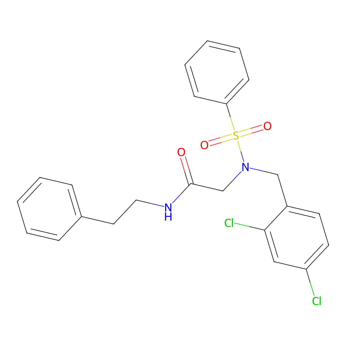 N~2~-(2,4-dichlorobenzyl)-N-(2-phenylethyl)-N~2~-(phenylsulfonyl)glycinamide molecular structure, CAS 432012-59-4