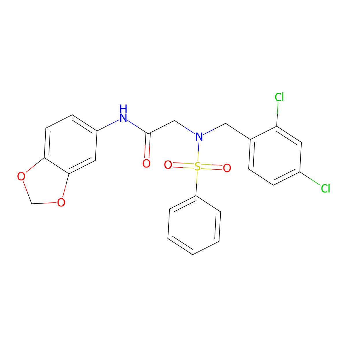 2-[benzenesulfonyl-[(2,4-dichlorophenyl)methyl]amino]-N-(1,3-benzodioxol-5-yl)acetamide molecular structure, CAS 432012-88-9