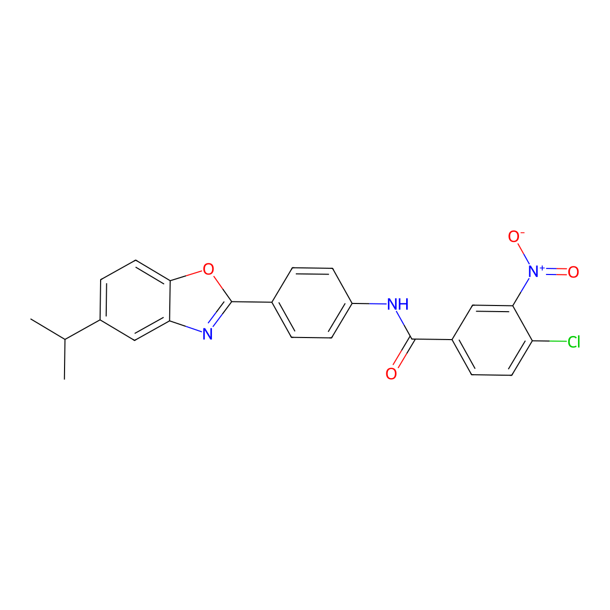 4-chloro-3-nitro-N-[4-(5-propan-2-yl-1,3-benzoxazol-2-yl)phenyl]benzamide molecular structure, CAS 432012-96-9