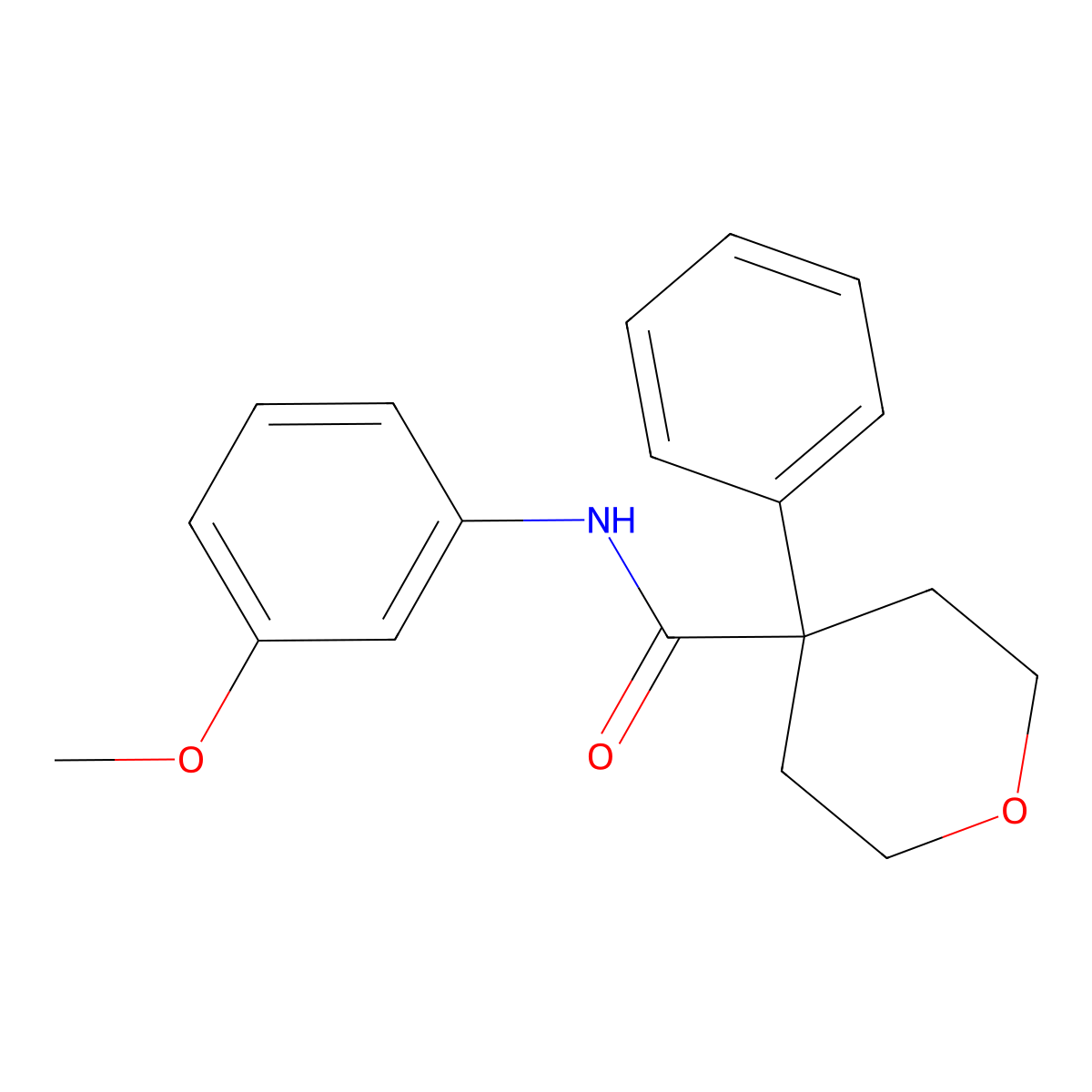 N-(3-methoxyphenyl)-4-phenyltetrahydro-2H-pyran-4-carboxamide molecular structure, CAS 432013-06-4
