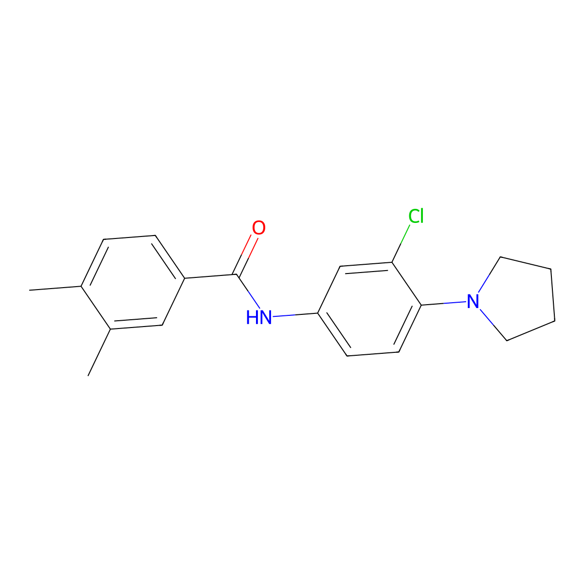 N-(3-chloro-4-pyrrolidin-1-ylphenyl)-3,4-dimethylbenzamide molecular structure, CAS 432013-10-0
